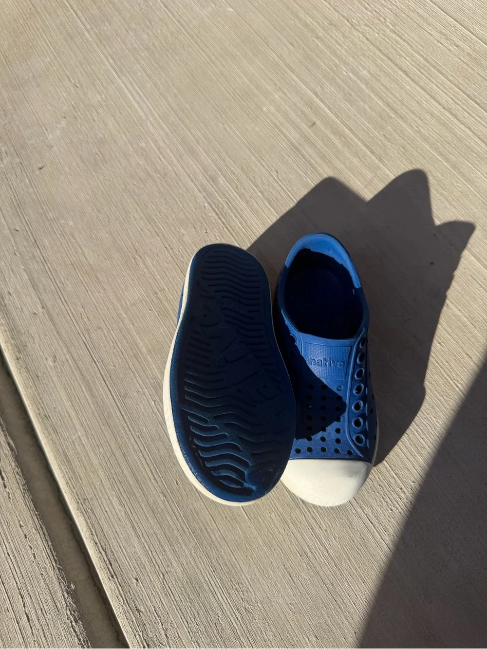 Native Kids Water Shoe Slip-On in Blue with White Toe